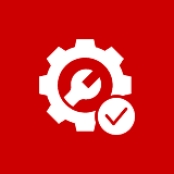 Gear and wrench icon with checkmark.