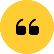 Yellow circle with black quotation marks.